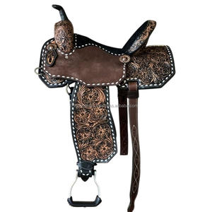 Selle de cheval de course Western Barrel exclusive de haute qualité en cuir véritable avec selle respirante confortable incurvée à la main - Product Image 6