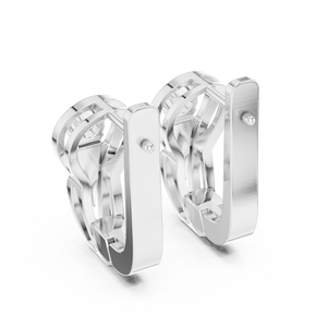 UNIQUE Women's LAB GROWN DIAMOND EARRINGS CLIP 18KT WHITE GOLD RHODIUM PLATED Certified Side Stone LUXURY Brilliant Cut 0.18 CT - Product Image 3