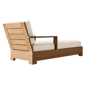 Chaise longue en teck moderne et durable, lit de repos extérieur, style minimaliste, avec coussin, pour piscine, villa, resort, jardin - Product Image 3