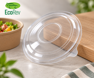 EcoRev ECO32 Tapas Desechables Ecológicas Planas/Curvas 100% Biodegradables de Plástico para Vasos, Tazones y Contenedores de Alimentos (Frío/Caliente) - Product Image 5