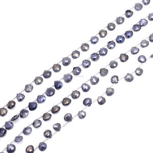 ลูกปัดพลอยสีเทาทรงหัวใจเจียระไนแบบธรรมชาติ ขายส่งจำนวนมาก สำหรับทำเครื่องประดับ DIY สร้อยข้อมือ สร้อยคอ ต่างหู - Product Image 2