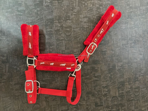 Juego de Cabestro y Cuerda de Tracción para Caballo de PP de Alta Calidad con Forro de Felpa Suave y Decoración de Cinta para Caballo, Herrajes de Hierro Niquelado - Product Image 3
