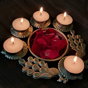 Rustic Metal Candle Bowl With Distressed Finish For <b>Tealight</b> Candle Holder Home Decor And Table Centerpiece Use - Product Image 1