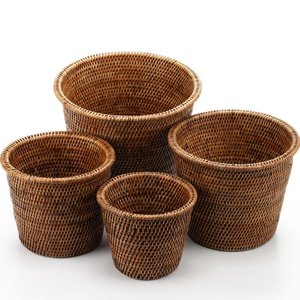 Wholesale Handwoven Modern Eco-Friendly Rattan Plant Planter <b>Basket</b> <b>Flower</b> Pot Cover Customized Capacity Not Coated Home Use - Product Image 1