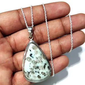 Colgante de Piedra Preciosa de Jaspe Kiwi Natural, Chapado en Plata de Ley 925, Estilo Bohemio, Forma de Pera, Joyería para Mujer/Unisex, Regalo de Compromiso - Product Image 2