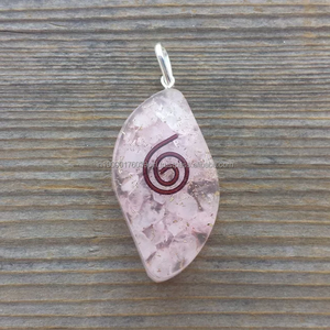 Bán buôn chất lượng tốt nhất chữa bệnh thạch anh hồng Agate chip Mặt dây chuyền khắc Chakra hoa cuộc sống biểu tượng orgonite orgone giá rẻ giá - Product Image 1
