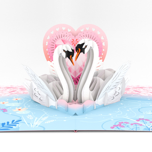 Tarjeta 3D Pop-Up Romántica de Pareja de Cisnes al por Mayor con Sobre, Tarjetas de Felicitación Hechas a Mano con Corazón y Amor para Parejas y Ocasiones Especiales - Product Image 3