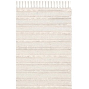 Striped Organic Cotton Flat Weave Jute <b>Rug</b> Rectangle <b>White</b> Scandinavian Style Washable Hallway <b>Rug</b> - Product Image 5
