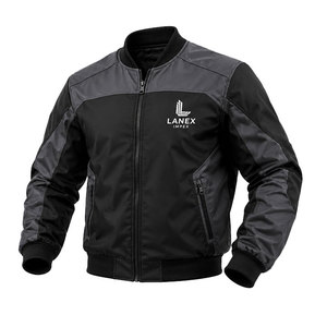 Chaqueta Bomber Negra y Gris Personalizada para Hombre, Chaqueta de Vuelo con Cierre, Resistente al Viento, Ligera, de Poliéster, Informal, para Invierno, Fabricación OEM ODM - Product Image 2