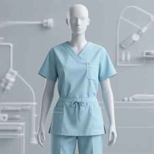 ชุดยูนิฟอร์มพยาบาลผ้าฝ้ายนุ่มคุณภาพดี สวมใส่สบาย แบบครึ่งแขน มีลาย - Product Image 3