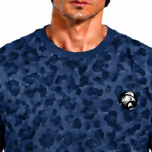 <b>Navy</b> <b>Blue</b> Leopard Print 100% Cotton T-<b>Shirt</b> Short Sleeve Crew Neck Casual Streetwear Everyday Wear Quick Dry Breathable - Product Image 3
