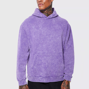 High Quality No <b>String</b> Breathable Stone Acid Washed Hoodies For Mens Boxy 500 GSM Designer Enzyme Wash Hoodie <b>Top</b> - Product Image 3