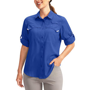 เสื้อตกปลาผู้หญิง แขนสั้น ผ้าโพลีเอสเตอร์ผสมสแปนเด็กซ์ ระบายอากาศได้ดี สไตล์ใหม่ล่าสุด พร้อมโลโก้สั่งทำได้ - Product Image 1