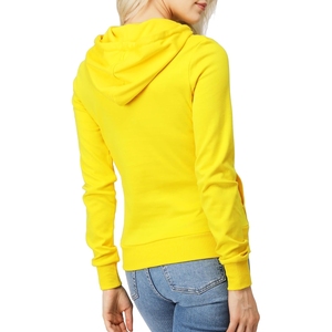 Sudadera con capucha para mujer, jersey de algodón tejido de manga larga amarillo, estilo otoñal, color sólido, transpirable, con bolsillos - Product Image 6
