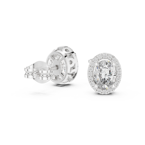 Pendientes con Diamantes Cultivados en Laboratorio de Corte Ovalado de 0.5CT, Engastados en Oro Blanco de 18KT, para Mujer, Regalo de Compromiso, Boda, San Valentín, Uso Diario - Product Image 4