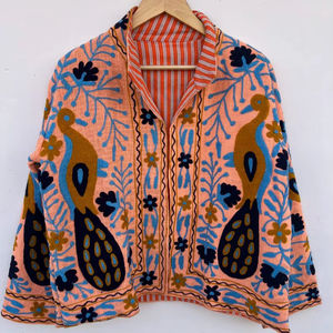 Veste courte Suzani TNT pour femme, brodée, manteau d'hiver, style festival ouzbek, vêtement d'extérieur, cadeau pour elle - Product Image 1