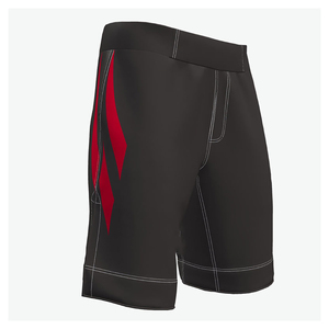 2026 Latest Design Black MMA <b>Shorts</b>: Red Side Graphic Contrast Stitching Training <b>Shorts</b> for <b>Grappling</b> - Custom OEM Service - Product Image 1