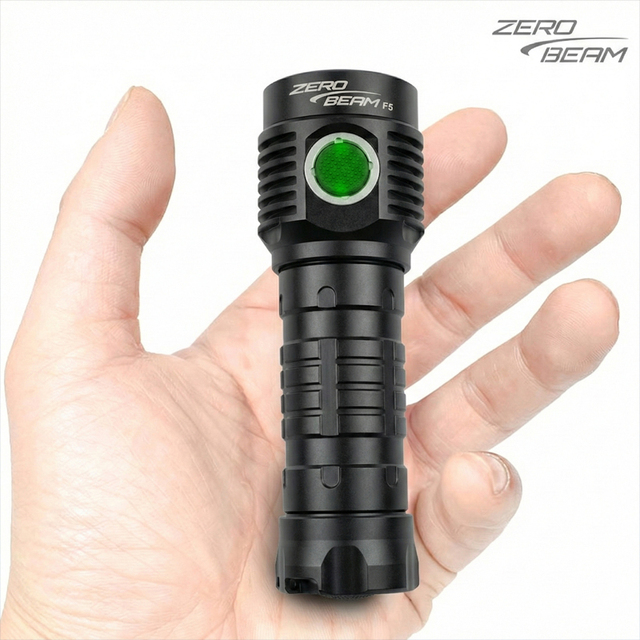 ZEROBEAM F5 Tactical Mini Flashlight 21700 Battery USB-C IPX8 Waterproof LED Torch 350m Range Custom Modes Aluminum Alloy 2-Year