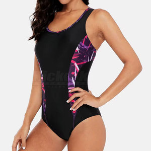 Maillot de bain une pièce pour femme, coupe classique, avec tissu respirant à séchage rapide, logo sur le devant, idéal pour les séances de natation actives - Product Image 4