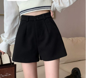 Shorts en crêpe taille haute pour femme, couleur unie, logo personnalisé, service OEM, 220g, séchage rapide, ourlet déchiré, coupe classique, style décontracté - Product Image 6