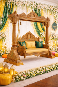 Decoración de escenario para Noche de Mehndi pakistaní, Columpio Maharaja, Columpio de escenario para Noche de Mehndi árabe, Hermoso columpio para ceremonia de brazaletes, Jhula USA - Product Image 2