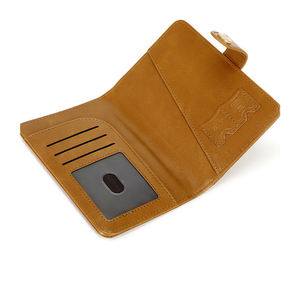 Cartera de Cuero Vegetal Vintage, Porta Documentos de Cuero Genuino, Porta Pasaportes y Tarjetas de Viaje con Botón - Product Image 6