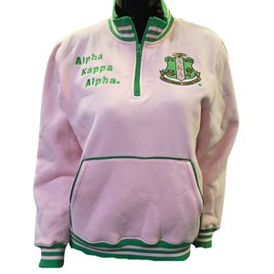 Sweat-shirt rose et vert à col zippé pour femme, pull à manches longues, vêtement décontracté et tendance, doux et confortable pour tous les jours - Product Image 1