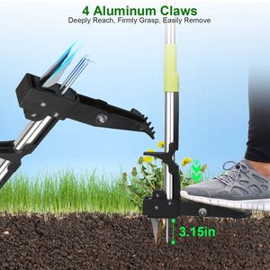 38.97in Aluminum Manual Weeder Stand-Up <b>Tool</b> with 4 Claws for Weed Removal Without Bending Kneeling for Lawn Yard Gardening - Product Image 3