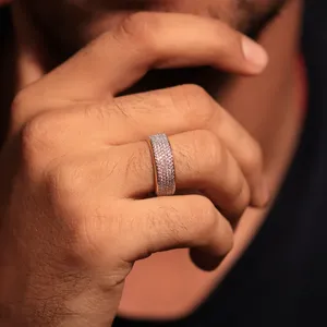 Round Cut Multi <b>Row</b> Diamond Eternity Band Men's <b>Gift</b> Diamond Ring Lab Grown Gold Diamond Ring Diamond Ring <b>Gift</b> for Men's - Product Image 5
