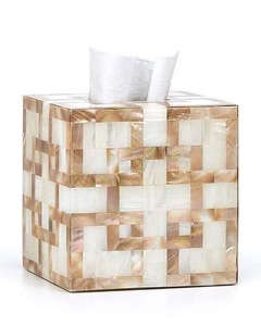 Boîte à mouchoirs en nacre, support décoratif pour mouchoirs, cube fait main avec incrustation florale pour la maison, l'hôtel, la salle de bain - Product Image 4