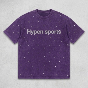 T-shirts de sport oversize pour hommes, en coton, avec impression graphique en relief, effet délavé à l'acide, pour la gym et le fitness, Fabricant - Product Image 4