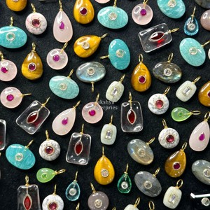<b>Top</b> Selling Natural Gemstone Pendant with Gemstone Inlay in 925 Sterling Silver Nice Quality Handmade <b>Crystal</b> Charms Mix Stones - Product Image 6