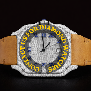 Reloj de Lujo con Diamantes Moissanite, Caja Cuadrada Personalizada, Esfera con Números Romanos, Correa de Cuero Amarillo, Estilo Clásico - Product Image 6