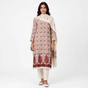 Salwar Kameez Tradicional de Lana para Mujer, Chal Bordado, Ropa Casual India y Pakistaní, Costura Personalizada, Corte Regular, India, Pakistán - Product Image 3