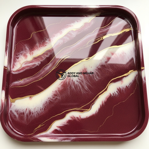 Luxury Burgundy <b>Marble</b> Resin Serving Tray – Handmade Glossy Decorative <b>Coffee</b> <b>Table</b> Tray - Product Image 1