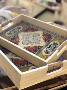 Quality Art Deco Abstract Wood Enamel Printed Platter & Wooden <b>Tray</b> <b>Heat</b> Resistant Very Low Factory Price - Product Image 4