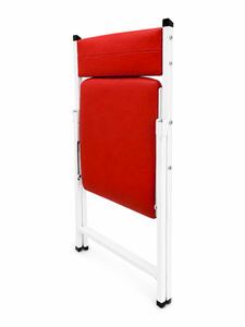 Silla de Comedor Plegable de Plástico Rojo con Estructura Metálica, Tapicería de Cuero PU, Diseño Moderno, Muebles para Comedor de Uso Doméstico, Hecho en China - Product Image 5