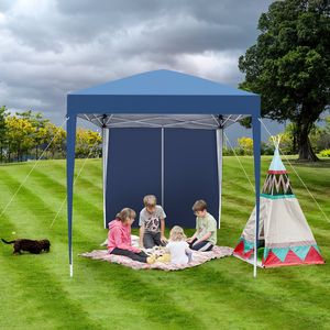 Tenda Pieghevole Blu ad Angolo Retto 2 X 2m, Pratica Tenda da Campeggio Impermeabile con Due Porte e Due Finestre - Product Image 6