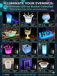 MIRAGE7 LED Ice Bucket Boat Shape <b>Plastic</b> Cooler Illuminated Beverage Tub 12L Round for Party Modern Design Custom Edition - Product Image 5