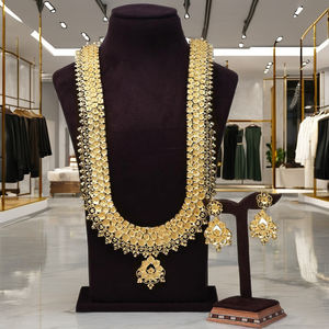 ชุดเครื่องประดับเจ้าสาวแบบยาวบรรจุทอง14K 18K 24K ชุดเครื่องประดับยาวแบบดั้งเดิมชุดเครื่องประดับแฟชั่นทองเหลืองทอง - Product Image 2