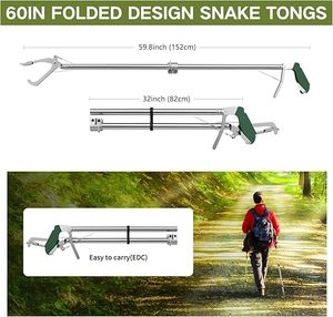 Professional Collapsible Snake Tongs Reptile Catcher Stick Rattlesnake <b>Grabber</b> Pick Up Handling <b>Tool</b> Safe Snake Tong Heavy Duty - Product Image 3