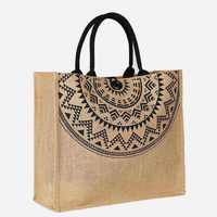 Sac fourre-tout spacieux en jute, style cabas, avec doubles poignées robustes, fermeture à bouton, construction en fibres de qualité supérieure, idéal pour les voyages en extérieur