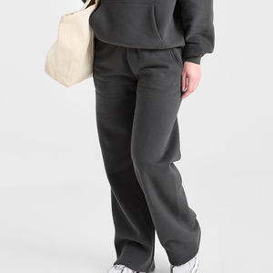 100% Cotton <b>Women</b> Sweatpants Charcoal Retro Athletic Straight Leg <b>Joggers</b> Mid Flat Soft Terry <b>Fleece</b> Breathable Drawstring Side - Product Image 5