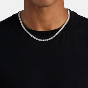 Cadena de tenis de moissanita chapada en rodio con certificación GRA, plata 925, cruz cristiana, joyería de lujo estilo hip hop - Product Image 1