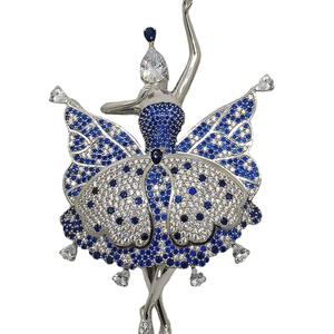 เครื่องประดับเพชรโมอิสยอดนิยม925เงินสเตอร์ลิงจี้เพชรสีฟ้าสำหรับหญิงสาวเต้นรำสีขาวจี้เพชรแบบกำหนดเอง - Product Image 1