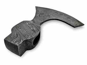 Hacha de doble hoja de acero de Damasco de grado industrial hecha a mano, estilo vikingo, para caza y camping, con 3 pulgadas de filo y mango de madera. - Product Image 3