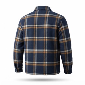 Wize International Men's Plaid Fleece <b>Jacket</b> Zipper Closure Turn-down Collar Casual Autumn Wear Men's <b>Jackets</b> - Product Image 2