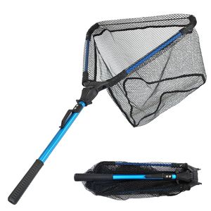Épuisette de pêche pliable en nylon avec revêtement nano hexagonal durable de 5 mm, manche en alliage d'aluminium et poignée en EVA - Product Image 1