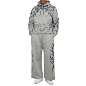 Nouvel ensemble de survêtement streetwear premium pour homme, respirant, coupe ample, décontracté, hiver, personnalisé, sweat à capuche et pantalon de jogging, OEM ODM - Product Image 1