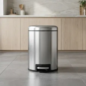 Stainless Steel Trash Can Brushed Finish Floor-Mounted Silent Operation <b>Kitchen</b> Waste <b>Bin</b> - Product Image 6